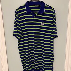 RLX Ralph Lauren Blue and Green Striped Polo Shirt